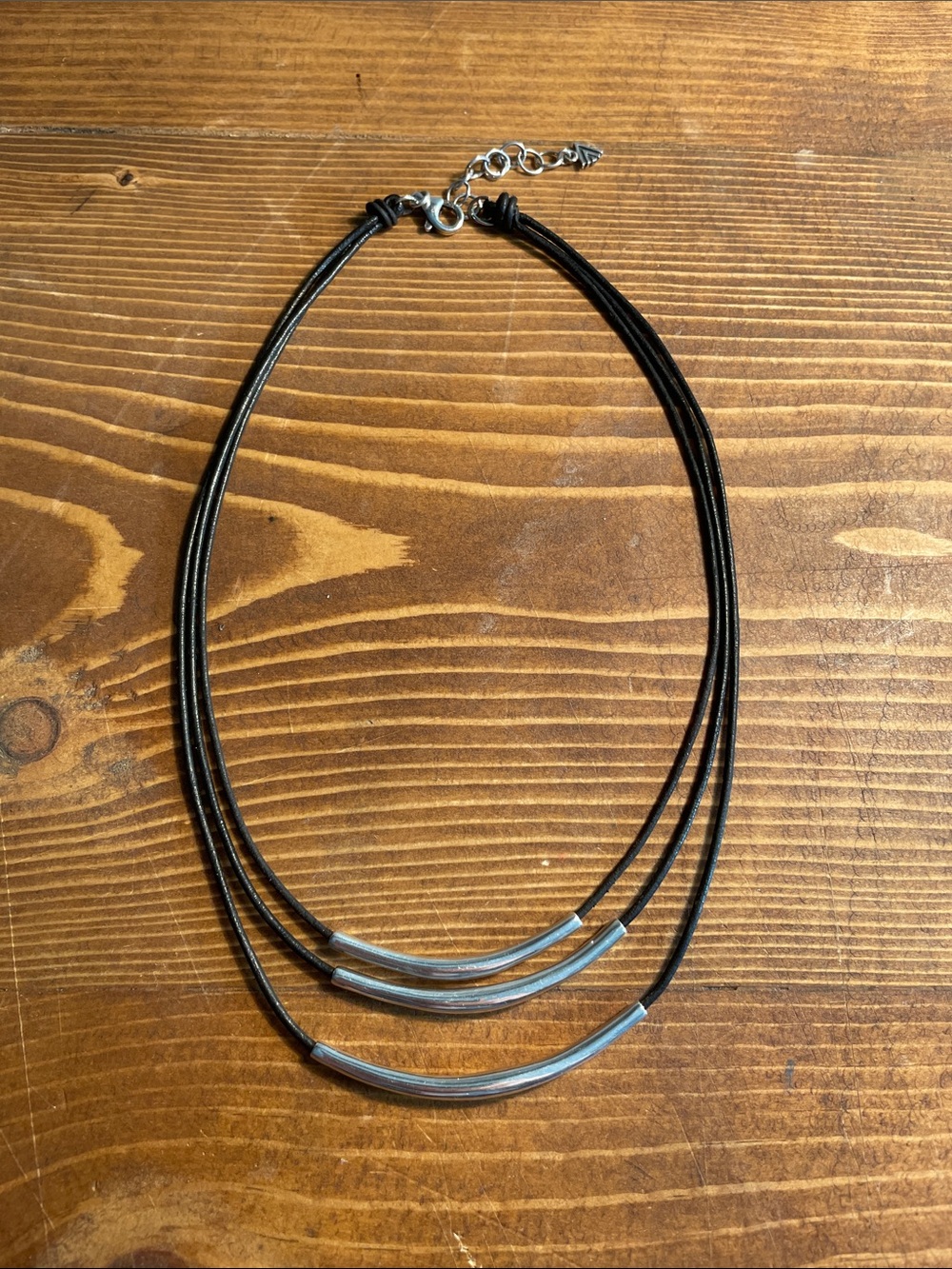 Silpada Black Multi-Strand Leather Necklace with Sterling Silver simple Accents